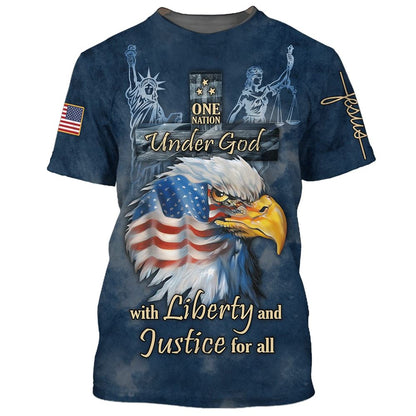 One Nation Under God With Liberty And Justice For All All Over Print 3D T Shirt For Men And Women, Christian T-Shirt, Faith Shirt