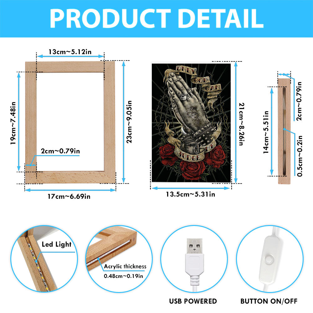 Only God Can Judge Me Frame Lamp Art - Christian Frame Lamp - Religious Gifts Night Light