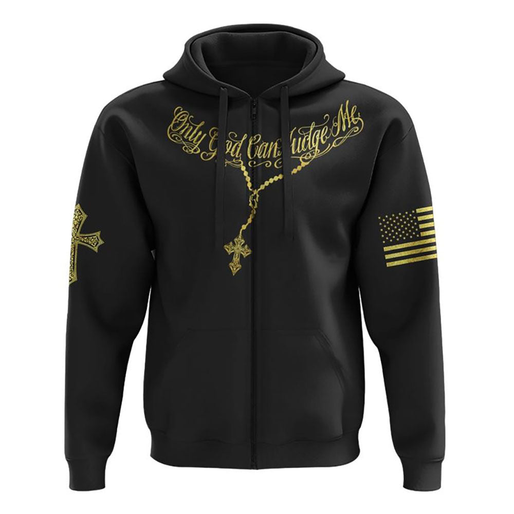 Only God Can Judge Me One Nation Under God Cross Flag All Over Print 3D Hoodie, Christian Hoodie, Christian Sweatshirt, Bible Verse Shirt