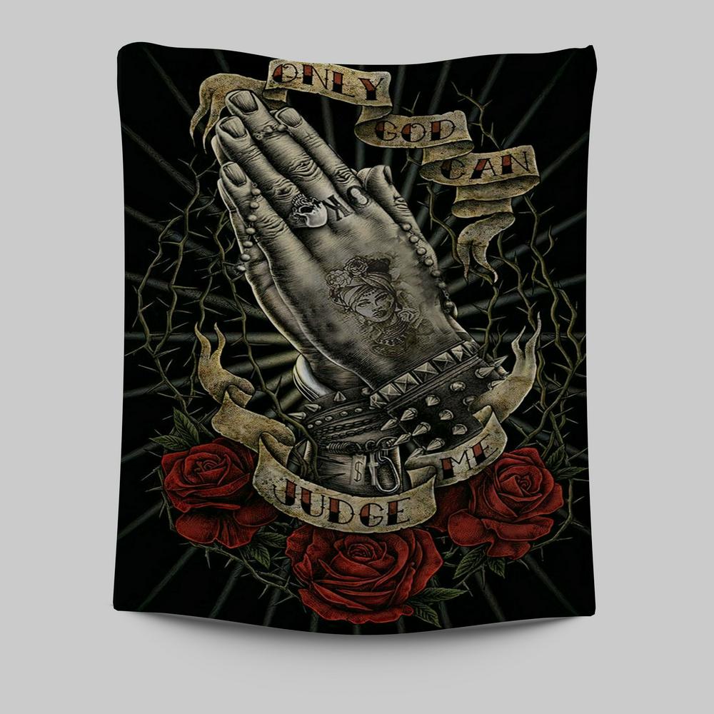 Only God Can Judge Me Tapestry Wall Art - Christian Wall Tapestry - Religious Tapestries Wall Hanging Prints