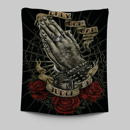 Only God Can Judge Me Tapestry Wall Art - Christian Wall Tapestry - Religious Tapestries Wall Hanging Prints