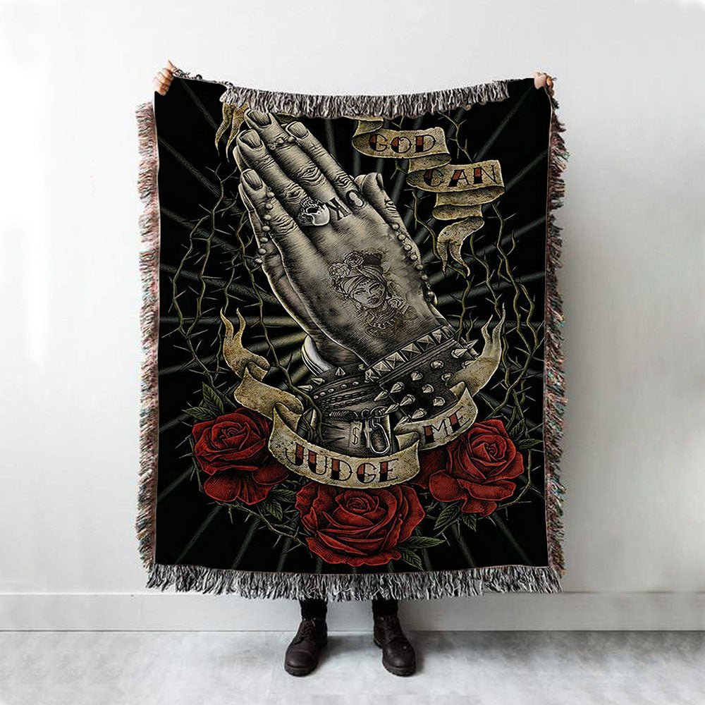 Only God Can Judge Me Woven Throw Blanket - Christian Wall Woven Blanket - Religious Woven Blanket Prints