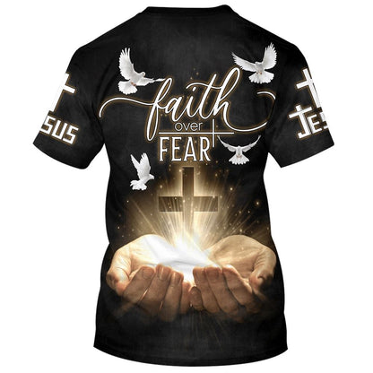 Open Hands Holding A Cross All Over Print 3D T Shirt For Men And Women, Christian T-Shirt, Faith Shirt