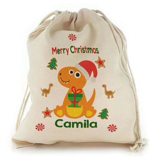 Orange Gift Giving Dinosaur Christmas Sack, Gift For Chidren, Christmas Bag Gift, Christmas Gift 2023