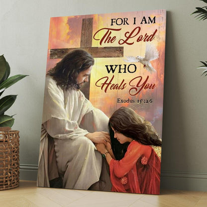 Orange Sunset, Cross, Jesus Painting, For I Am The Lord Canvas, Christmas Gift for Christian