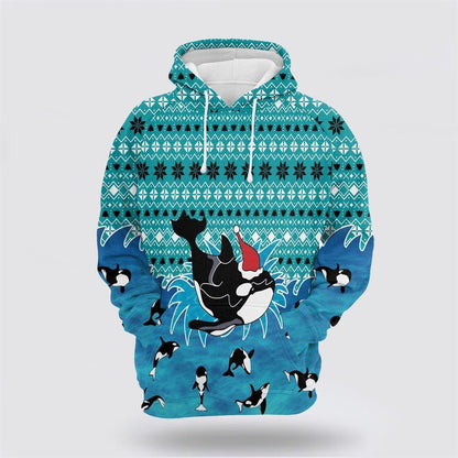 Orca Christmas All Over Print 3D Hoodie For Men & Women, Christmas Hoodie Cute, Christmas Gift, Christmas Fashion