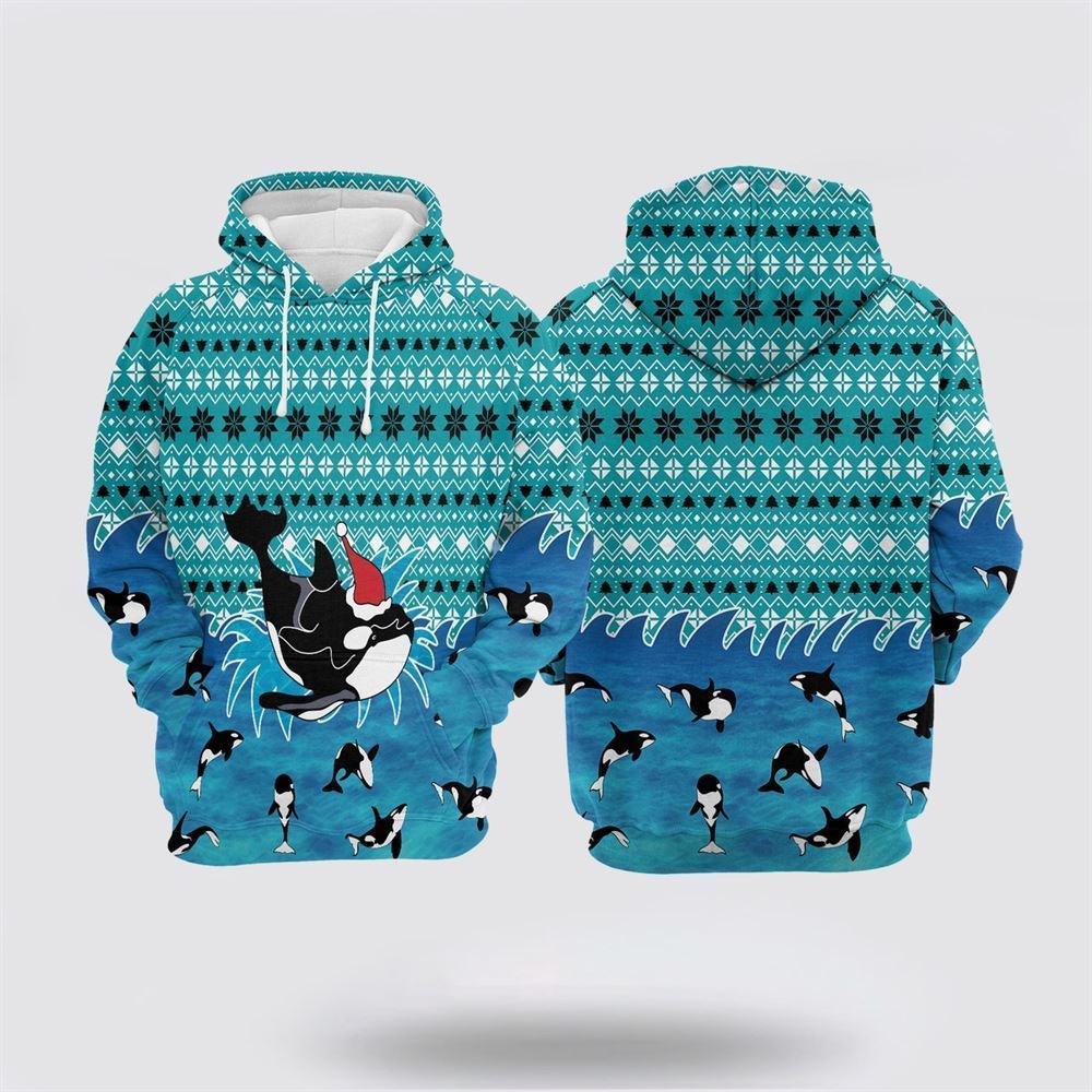 Orca Christmas All Over Print 3D Hoodie For Men & Women, Christmas Hoodie Cute, Christmas Gift, Christmas Fashion