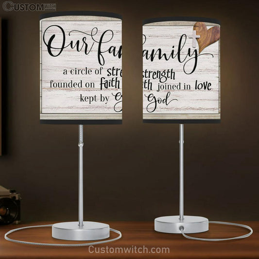 Our Family A Circle Of Strength Christian Family Table Lamb Gift - Christian Bedroom Decor
