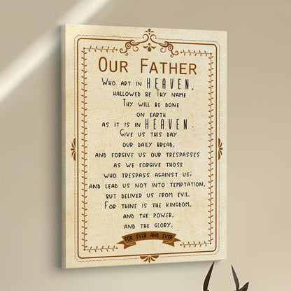 Our Father Who Art In Heaven Canvas Wall Art - Religious Wall Canvas - Christian Wall Decor