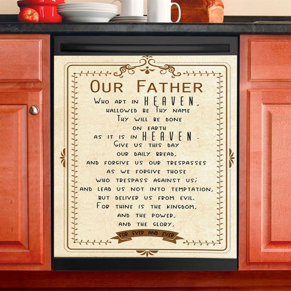 Our Father Who Art In Heaven Dishwasher Cover, Religious Dishwasher Wrap, Christian Kitchen Decoration