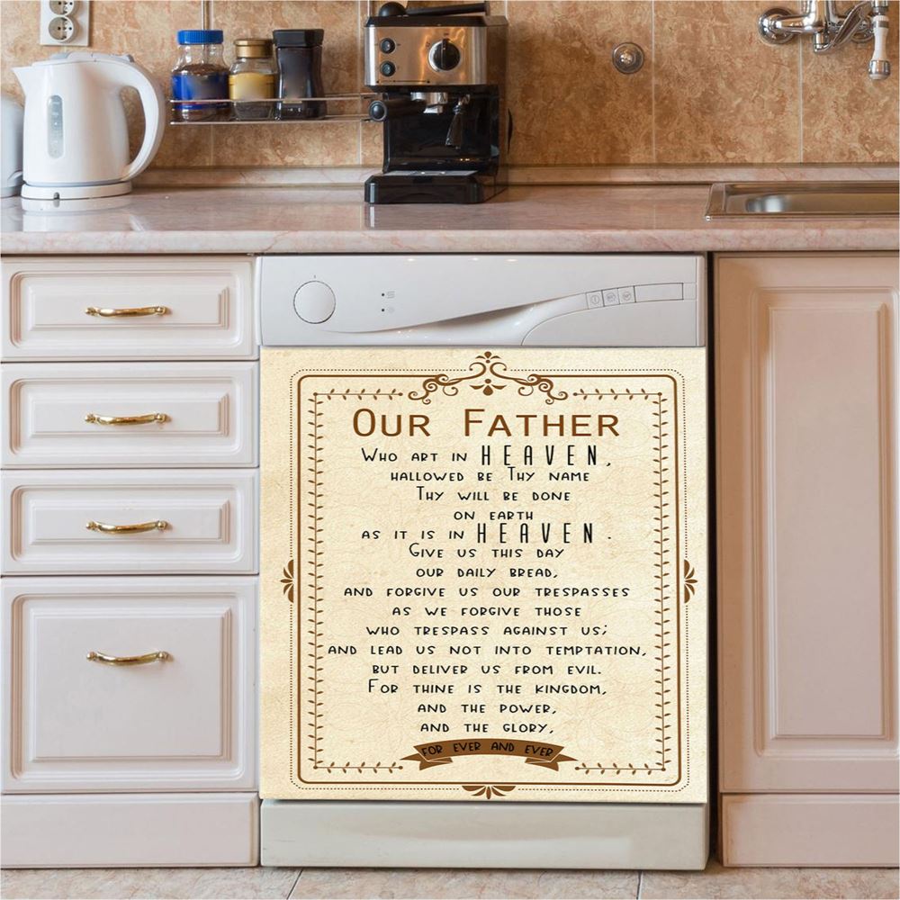 Our Father Who Art In Heaven Dishwasher Cover, Religious Dishwasher Wrap, Christian Kitchen Decoration