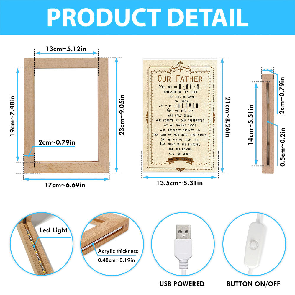 Our Father Who Art In Heaven Frame Lamp Art - Religious Frame Lamp - Christian Decor