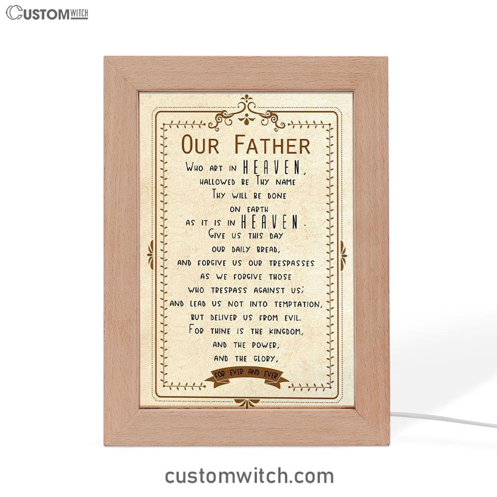 Our Father Who Art In Heaven Frame Lamp Art - Religious Frame Lamp - Christian Decor