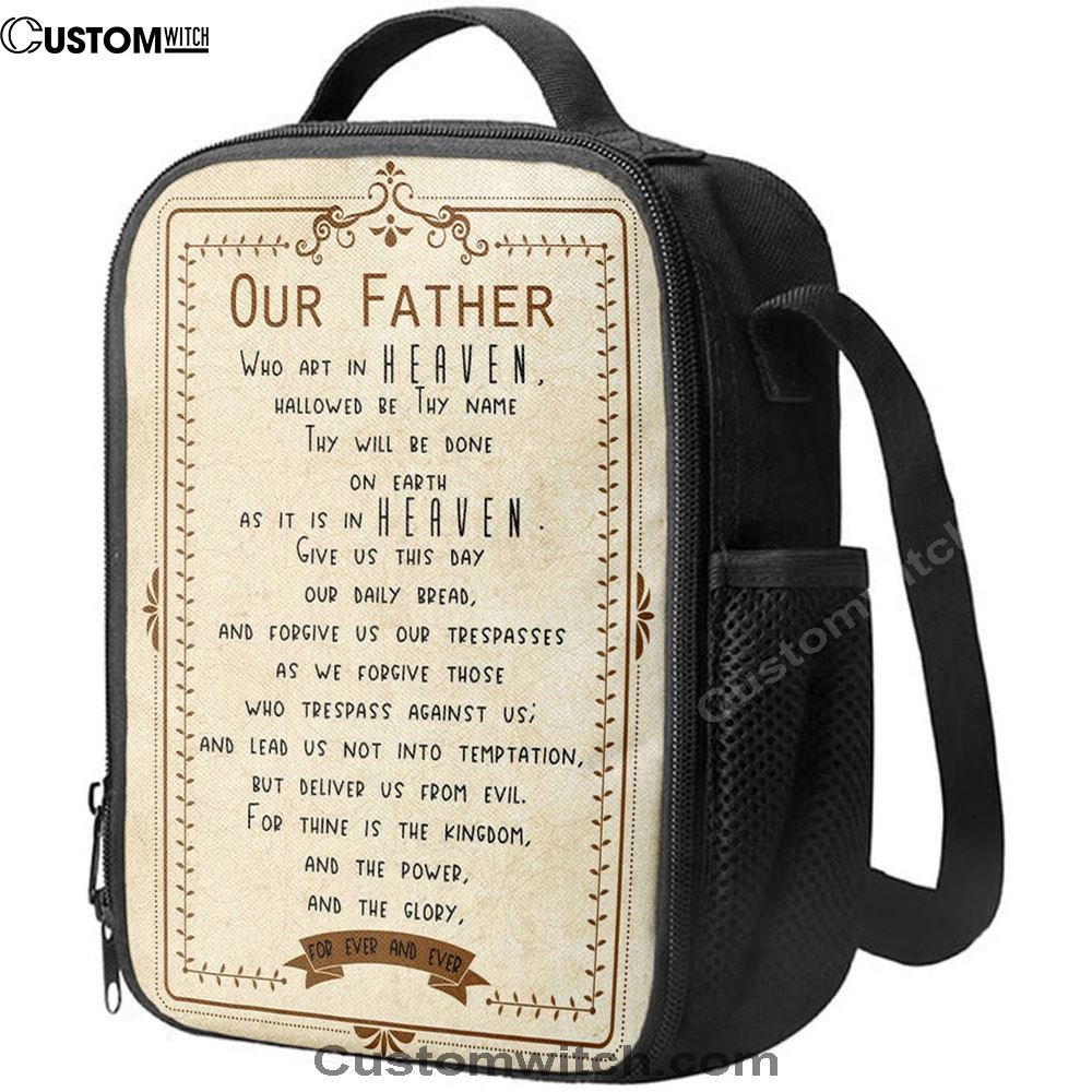 Our Father Who Art In Heaven Lunch Bag - Religious Wall Lunch Bag, Bible Verse Lunch Bag For Men And Women