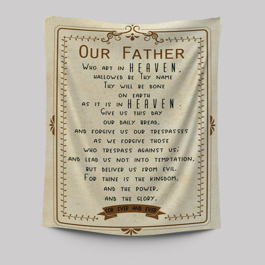 Our Father Who Art In Heaven Tapestry Wall Art - Religious Wall Tapestry - Christian Wall Decor