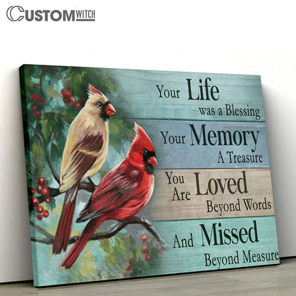 Our Life Was A Blessing Cardinal Cranberry Tree Large Canvas - Christian Canvas Prints - Religious Canvas Art