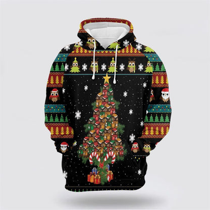Owl Christmas Tree All Over Print 3D Hoodie For Men & Women, Christmas Hoodie Cute, Christmas Gift, Christmas Fashion