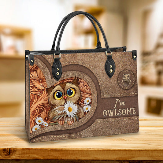 Owl I Am Owlsome Leather Bag, Gift For Owl Lovers, Women's Pu Leather Bag