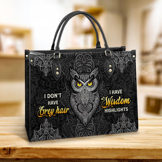Owl I Have Wisdom Highlights Leather Bag, Gift For Owl Lovers, Women's Pu Leather Bag
