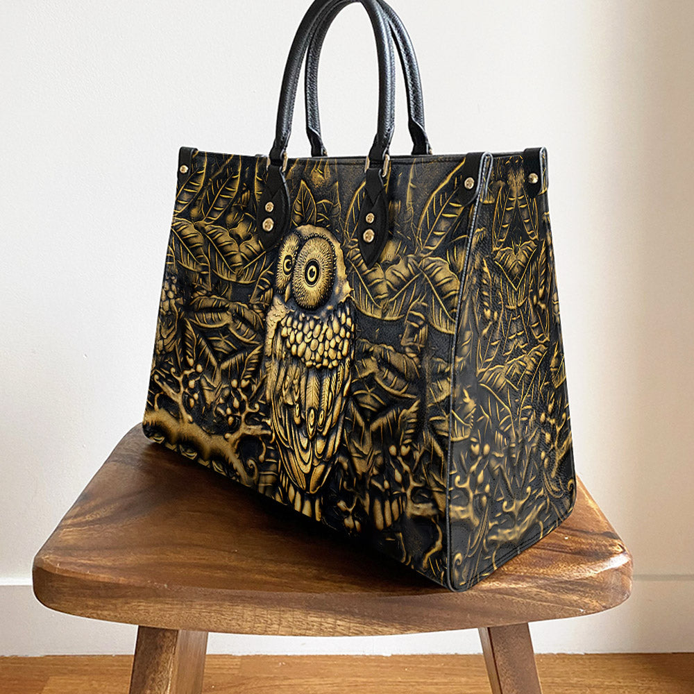Owl Leather Carving Style Lovely Owl Leather Bag, Gift For Owl Lovers, Women's Pu Leather Bag