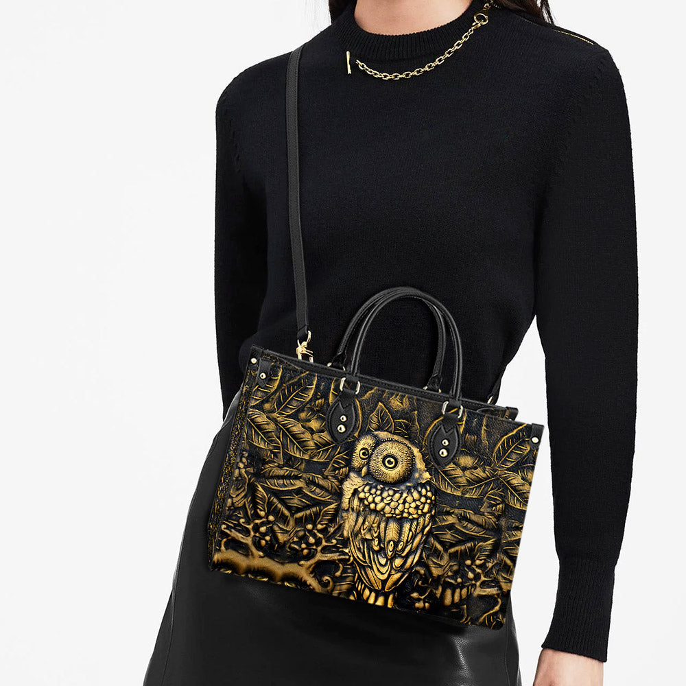 Owl Leather Carving Style Lovely Owl Leather Bag, Gift For Owl Lovers, Women's Pu Leather Bag