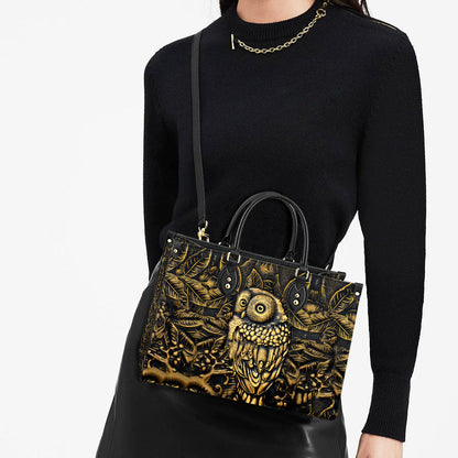Owl Leather Carving Style Lovely Owl Leather Bag, Gift For Owl Lovers, Women's Pu Leather Bag