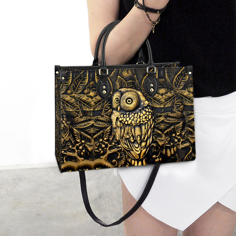 Owl Leather Carving Style Lovely Owl Leather Bag, Gift For Owl Lovers, Women's Pu Leather Bag