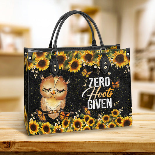 Owl Zero Hoots Given Leather Bag, Gift For Owl Lovers, Women's Pu Leather Bag