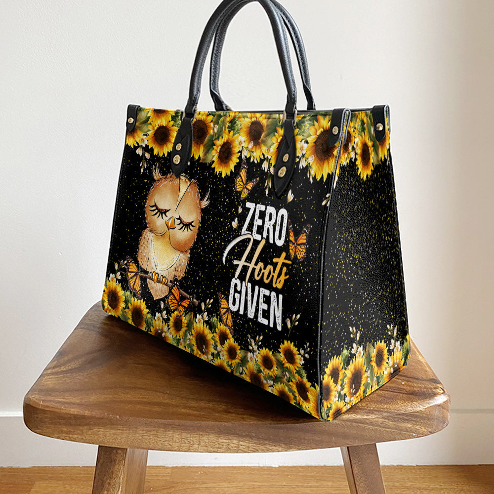 Owl Zero Hoots Given Leather Bag, Gift For Owl Lovers, Women's Pu Leather Bag