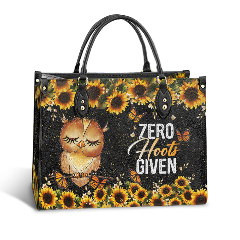 Owl Zero Hoots Given Leather Bag, Gift For Owl Lovers, Women's Pu Leather Bag