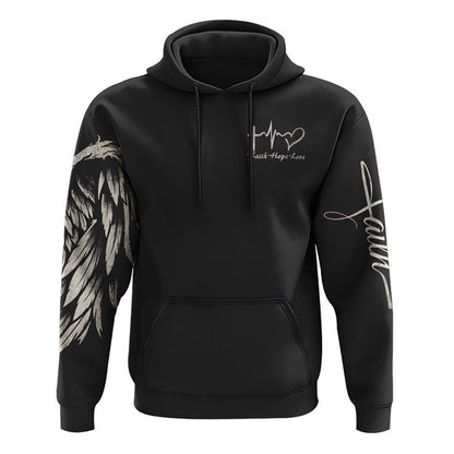 Painting Sunflower Cross Faith Wings All Over Print 3D Hoodie, Christian Hoodie, Christian Sweatshirt, Bible Verse Shirt