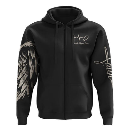 Painting Sunflower Cross Faith Wings All Over Print 3D Hoodie, Christian Hoodie, Christian Sweatshirt, Bible Verse Shirt