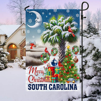 Palm Tree Cardinal Winter Christmas in South Carolina Flag, Christmas Notre Dame House Flag, Christmas Outdoor Decor Ideas