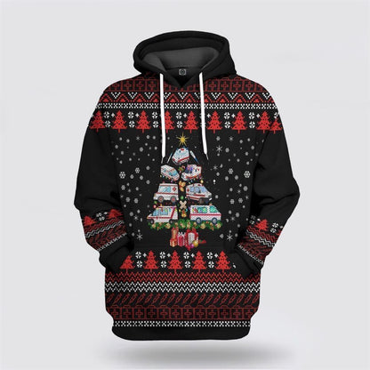 Paramedic Ambulance Christmas Tree All Over Print 3D Hoodie For Men & Women, Christmas Hoodie Cute, Christmas Gift, Christmas Fashion