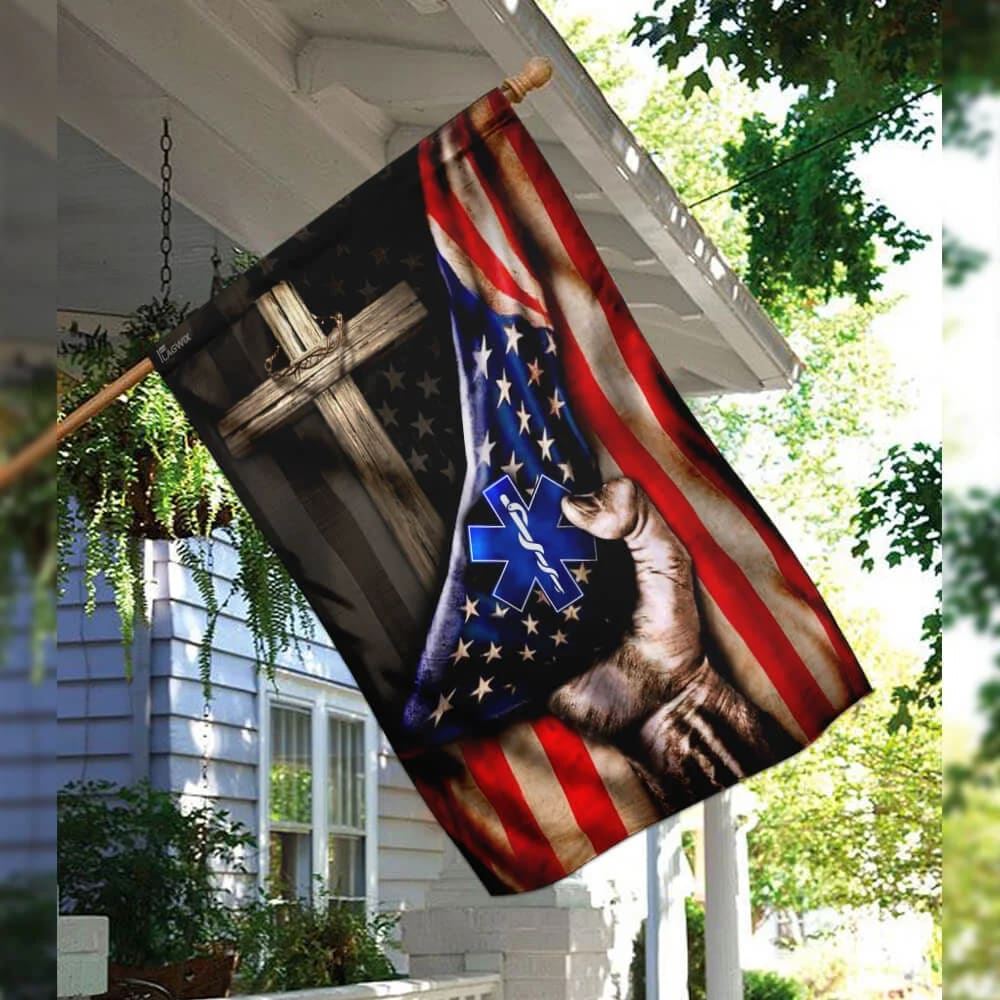 Paramedic Christian Cross American House Flags, Christian Flag, Scripture Flag, Garden Banner