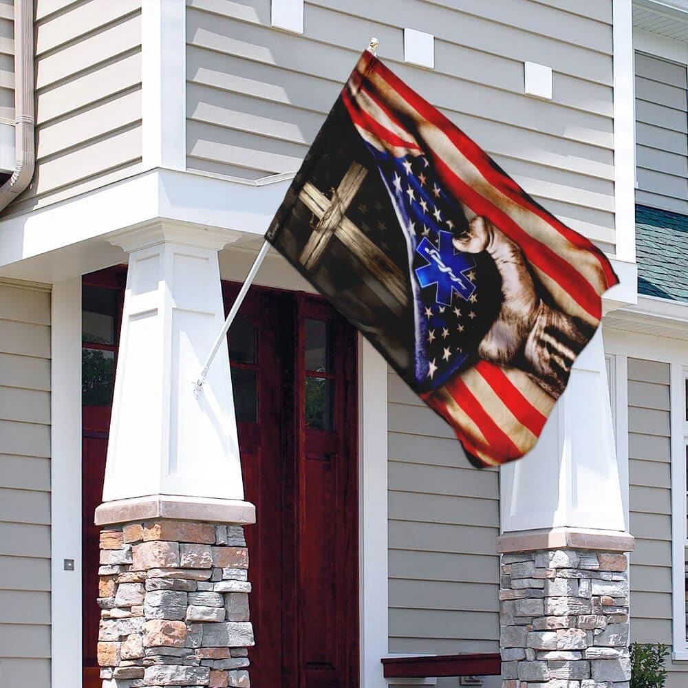 Paramedic Christian Cross American House Flags, Christian Flag, Scripture Flag, Garden Banner