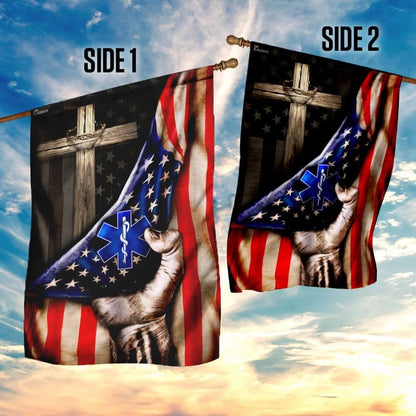 Paramedic Christian Cross American House Flags, Christian Flag, Scripture Flag, Garden Banner