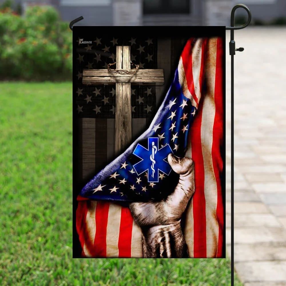 Paramedic Christian Cross American House Flags, Christian Flag, Scripture Flag, Garden Banner
