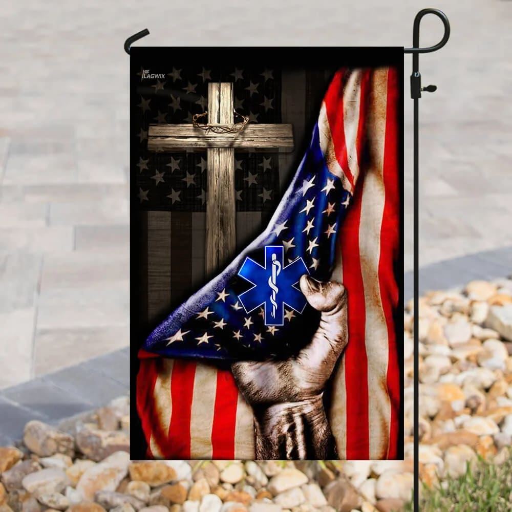Paramedic Christian Cross American House Flags, Christian Flag, Scripture Flag, Garden Banner