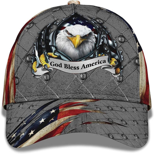 Patriotic Bald Eagle God Bless America Baseball Cap, Christian Baseball Cap, Religious Cap, Jesus Gift, Jesus Hat