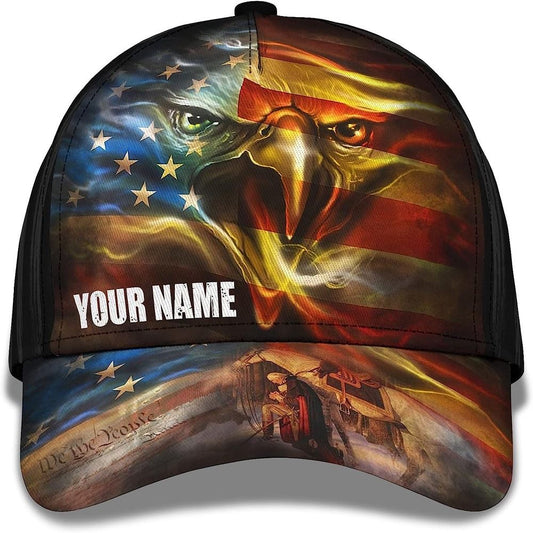 Patriotic We The People Bald Eagle Custom Name Baseball Cap, Christian Baseball Cap, Religious Cap, Jesus Gift, Jesus Hat