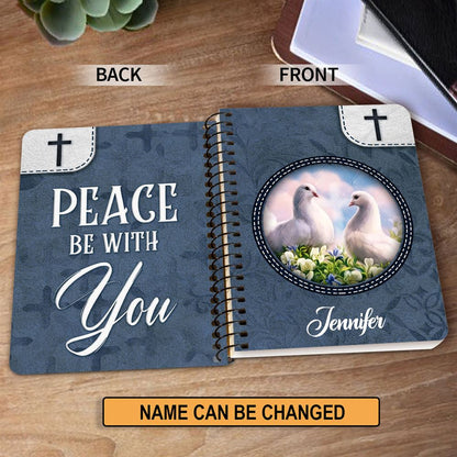 Peace Be With You Personalized Pigeon Spiral Journal, Spiritual Gift Faith For Christians