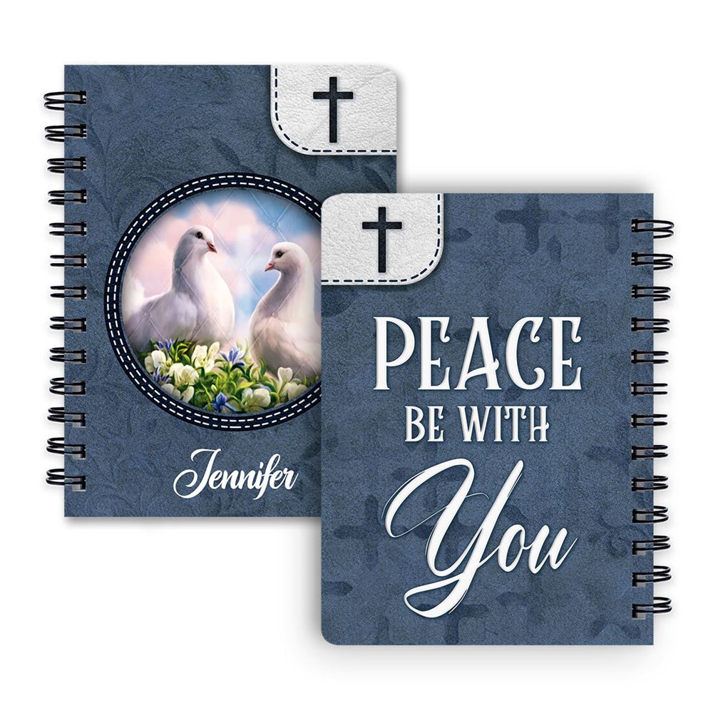 Peace Be With You Personalized Pigeon Spiral Journal, Spiritual Gift Faith For Christians