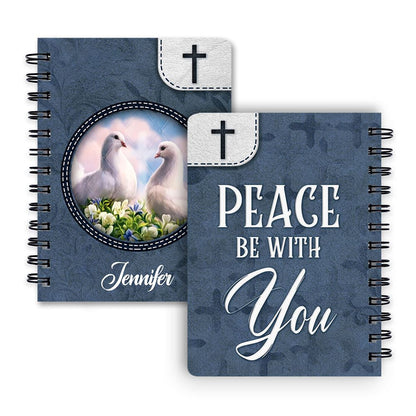 Peace Be With You Personalized Pigeon Spiral Journal, Spiritual Gift Faith For Christians