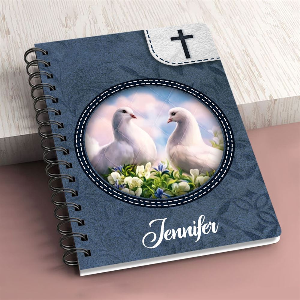 Peace Be With You Personalized Pigeon Spiral Journal, Spiritual Gift Faith For Christians