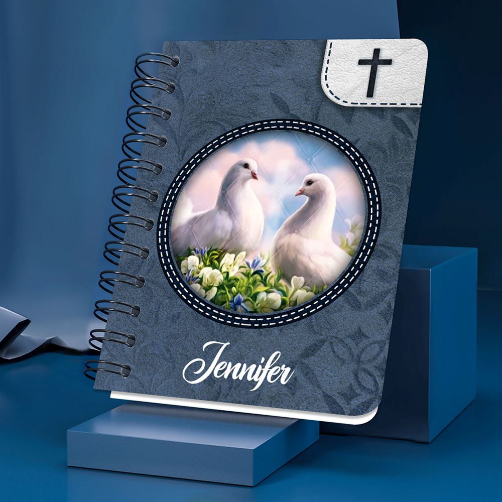 Peace Be With You Personalized Pigeon Spiral Journal, Spiritual Gift Faith For Christians