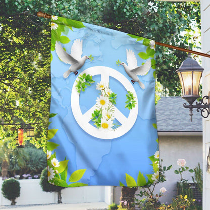 Peace Day Imagine All The People Living Life In Peace Flag, Peace House Flags, Christian Flag, Scripture Flag, Garden Banner