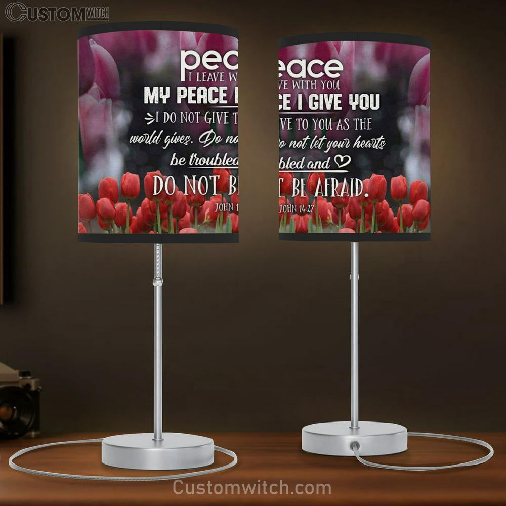 Peace I Leave With You John 1427 Bible Verse Table Lamb Gift - Christian Bedroom Decor