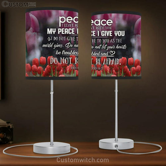 Peace I Leave With You John 1427 Bible Verse Table Lamb Gift - Christian Bedroom Decor