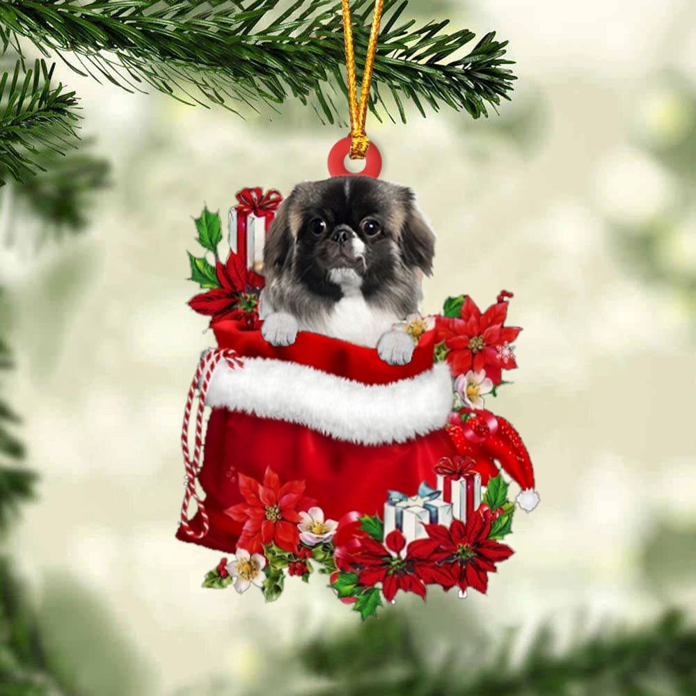 Pekingese In Gift Bag Christmas Ornament, Christmas Gift, Christmas Tree Decorations, Christmas Ornament 2023